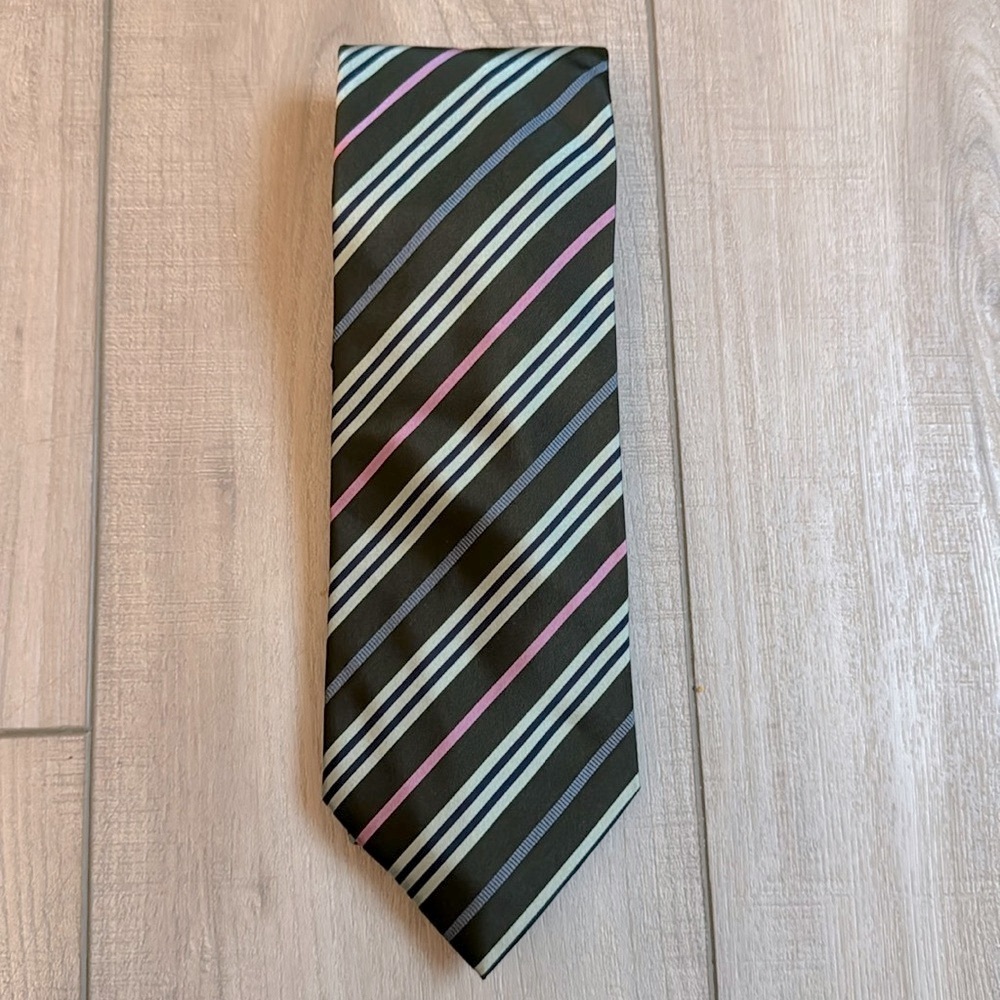 Burberry 100%‎ silk tie stripes blue pink Made in Italy